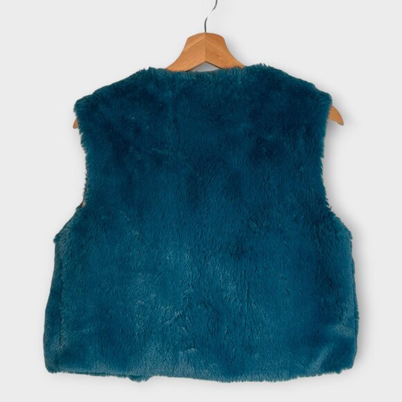 High End Elmas Phil Faux Fur Vest MEDIUM Teal Made in Italy EUC - Picture 3 of 11